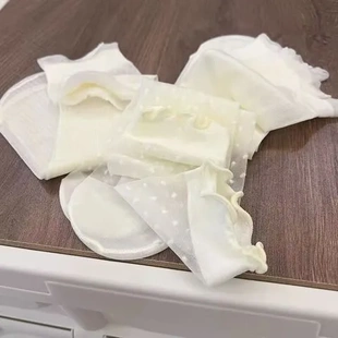 堆堆袜无骨中筒袜袜子女甜美夏季 冰丝薄款 白色芭蕾风蕾丝花边透气