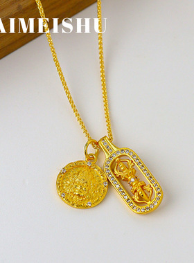 青岛黛美舒饰品石黄财神金刚杵项链精致轻奢百搭气质高级感锁骨链