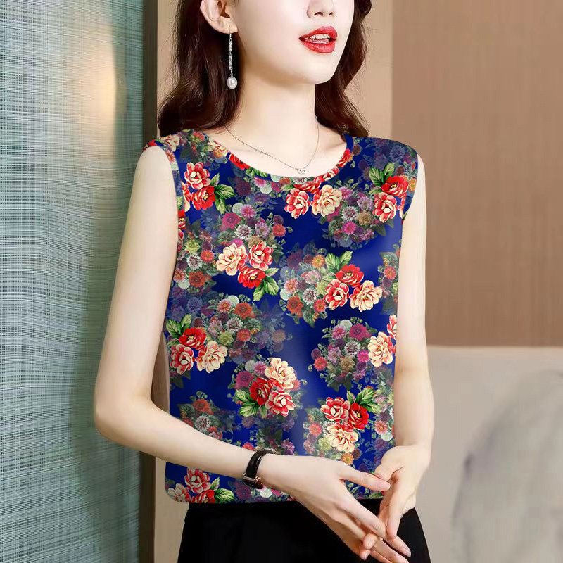 高档时尚夏季冰丝背心气质减龄上衣女装妈妈装显瘦遮肚碎花无袖女,女装/女士精品,背心吊带,淘宝优惠券,粉丝福利购,淘宝优惠卷