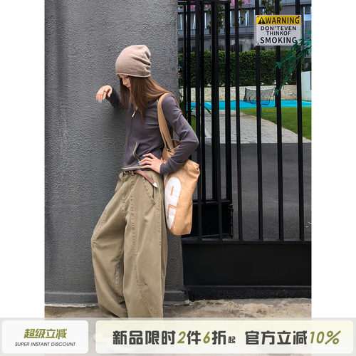 美式复古弯刀裤设计感休闲裤子女