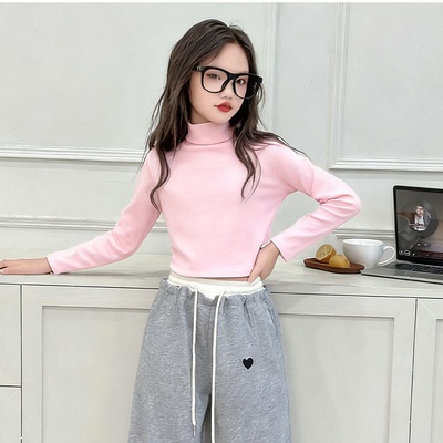 秋冬儿童打底衫春秋新款德绒半高领贴身女童内搭保暖内衣男童秋衣