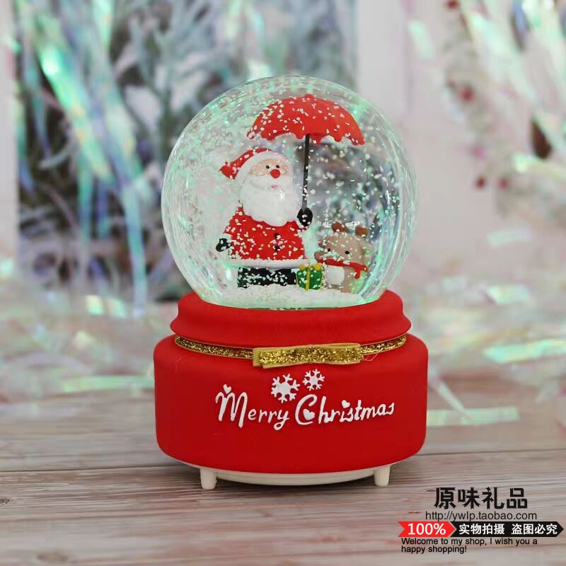 圣诞节礼物水晶球音乐盒旋转雪花儿童女生生日圣诞老人新年八音盒