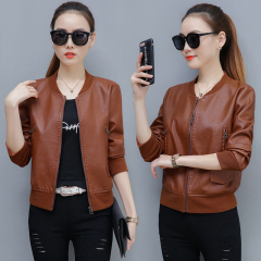 Real shooting new autumn 2021 Pu wash leather short leather clothes women's small coat short European station