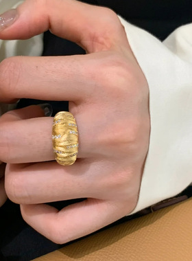 老钱风肉嘟嘟缎金南瓜戒指复古