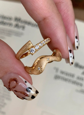 星芒拉丝戒指法式复古小众独特