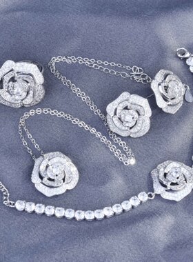 气质名媛镂空项链山茶花女