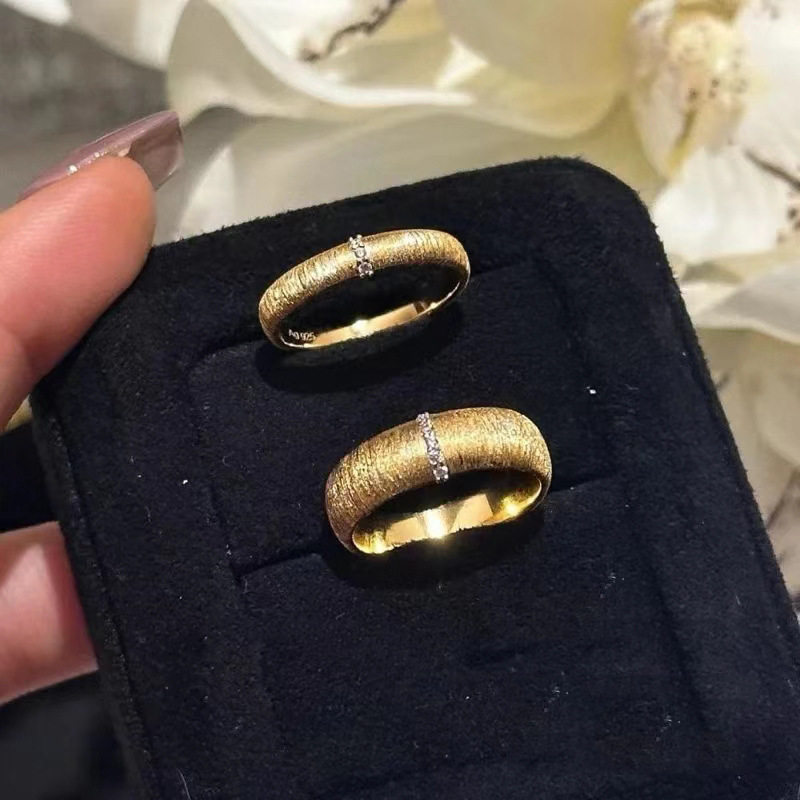 有米【缎带拉丝工艺宽窄版情侣对戒】意大利轻奢复古戒指布契风