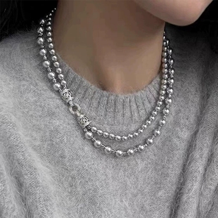 925银扣子配件 diy蝴蝶结双排花式扣 多层多排珍珠手链项链扣子