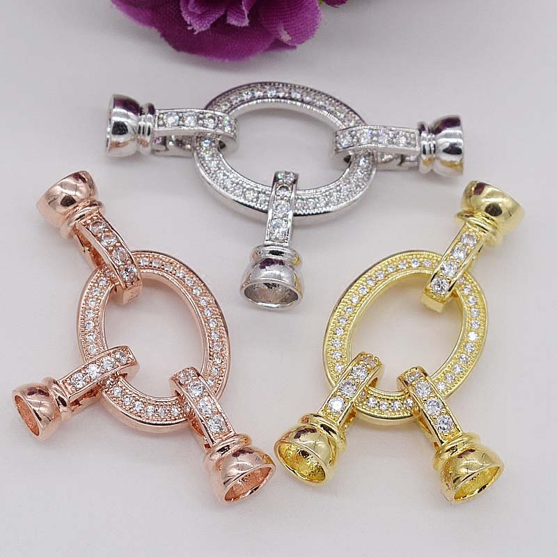 925镀银扣子三排3排项链手链扣高档珍珠项链间隔搭扣diy珠宝配件