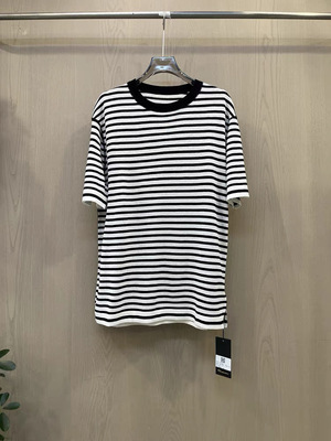 瑞瑞欧货2026春季新款时尚百搭显瘦圆领短袖条纹大版T恤上衣8116