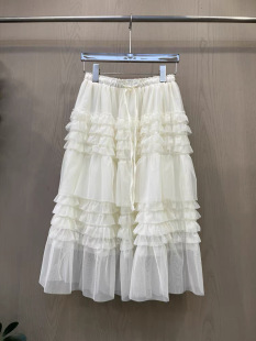 瑞瑞欧货2026春新款 百搭休闲显瘦系绳松紧腰蛋糕长裙2635 时尚