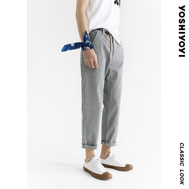 有時又壹/另壹條畫家褲  日系複古水洗細條紋牛仔休閑九分錐形褲在類目 男裝, 休閒褲中 - 來自Buy2taobao.com提供專業的淘寶代購服務