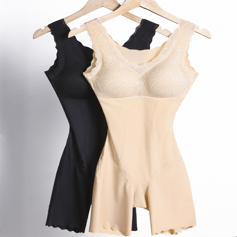 婷美带胸垫可拆卸塑身衣连体内衣后脱式收腹产后美体收肚子束腰