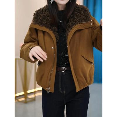 轻奢高端时尚宽松毛领短款羽绒服女2025冬季新款气质百搭保暖外套