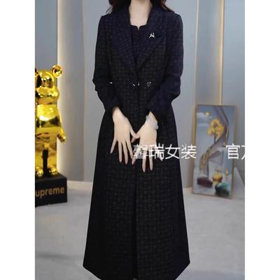 高级梭织精纺两件套女2025秋季新款显瘦中长款格子风衣连衣裙套装