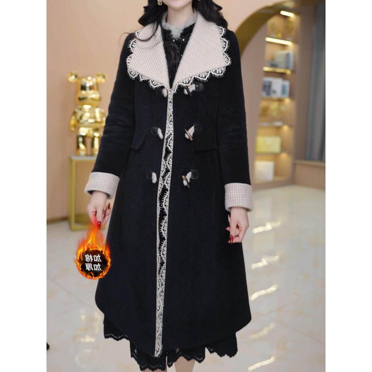 优雅高端时尚中长款收腰棉服外套女2025冬季新款修身百搭保暖大衣