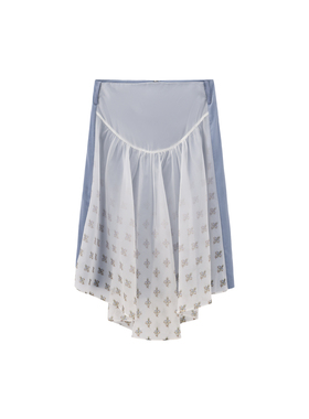 8ON8 蓝色印花拼接半裙 N3GEG2103C4