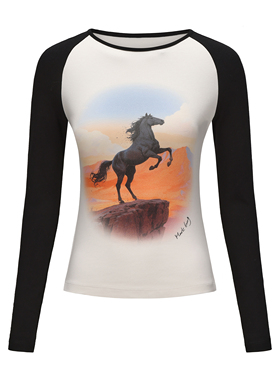 MARKGONG 马上有福印花插肩长袖上衣 26SS130TE208