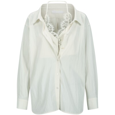 【官方正品】YCH 可拆卸女式宽松长袖休闲风衬衫白色百搭款