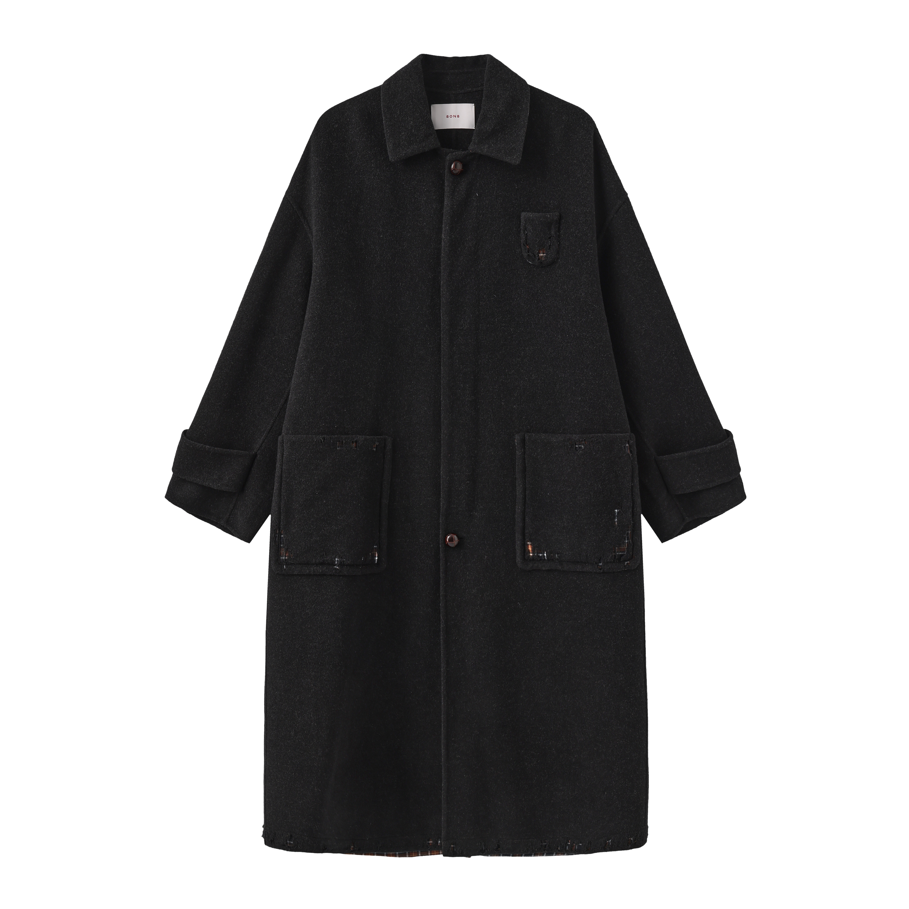 8ON8 灰色翻领长大衣 N3AAF4105882