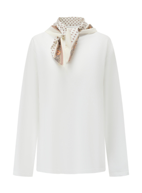 INTO THE EAST迷你腰果方巾白色长袖T恤