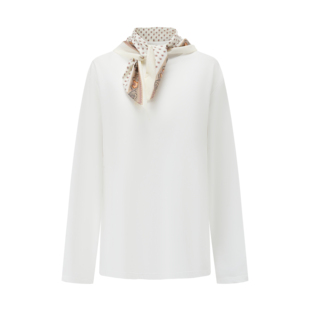 INTO THE EAST迷你腰果方巾白色长袖T恤