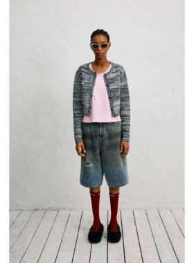 ANNAMOOER 复古脏脏牛仔七分裤 AM1353S1068K