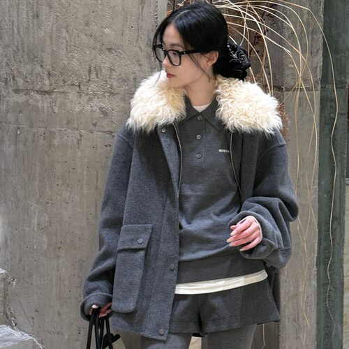 YSEVENTEEN ESHCOL毛领抽绳外套 Y570616