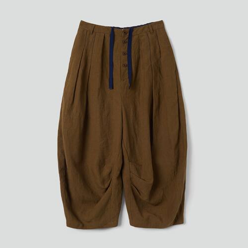 FAFAMOON 缝线装饰亚麻八分裤 FFM26BPT039