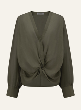 INTO THE EAST 橄榄绿v领扭结设计上衣 E1JBSSTP200190L03