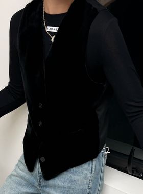 ZLFZSS 黑色剪绒马甲 ZLF25DDK123