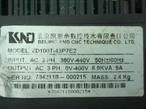 凯恩帝主轴变频器 ZD100T-43P7E2 45P5E2 5.5KW 3.7KW KND 维修