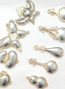 宋锦螺钿点翠DIY压襟挂件底托新中式葫芦琵琶金属底托-非成品