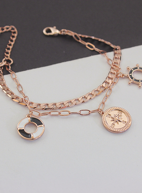 轻奢船舵欧美风黑白配饰手串