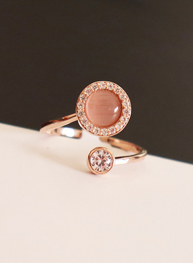 原创转运红猫眼石小众威妮华戒指