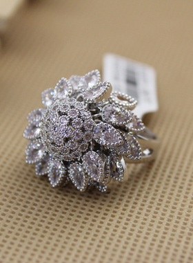 其它女合金民族风闪钻戒指