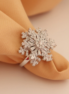 超闪雪花旋转原创小众设计食指环