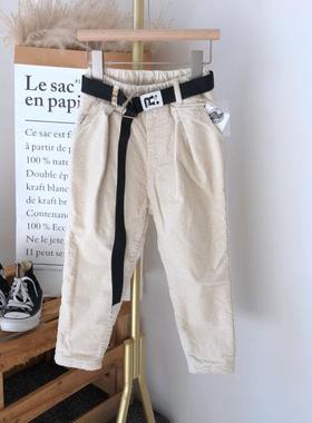 牛哆哆儿童加绒灯芯绒裤冬款男女童加厚韩版休闲小脚裤97206