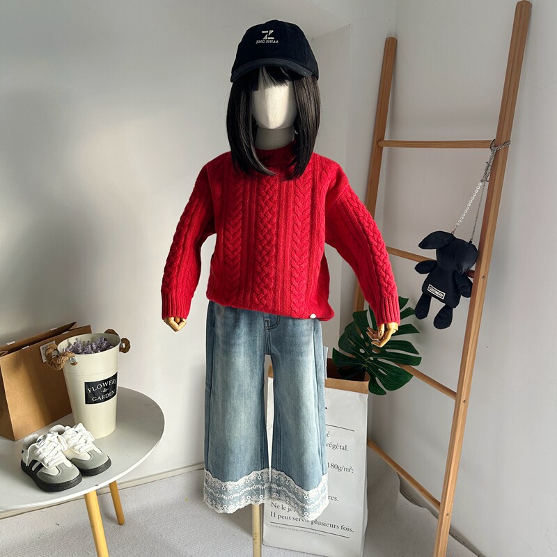 品牌童装2025冬季新款男女童麻花100%羊毛韩版针织毛线衣