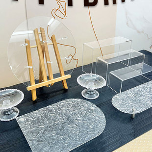 亚克力甜品台摆件茶歇摆台展示架甜甜圈蛋糕托盘糕点摆盘茶点心盘