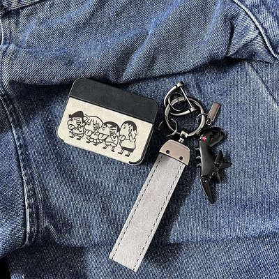 蜡笔小新【翻毛皮质】Airpods/pro3保护壳简约小众原创降噪适用苹果蓝牙耳机壳第2二三4四代创意卡通动漫男生