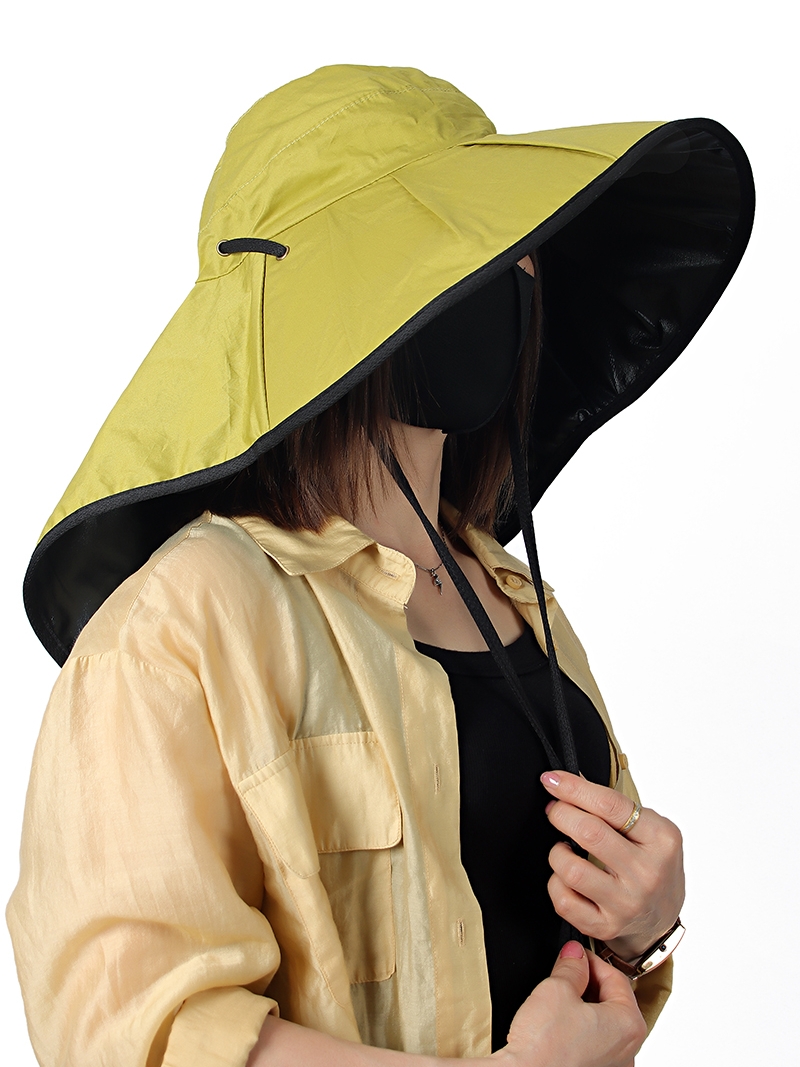 防晒帽子女夏季户外大檐黑胶渔夫帽可折叠防紫外线遮阳遮脸太阳帽