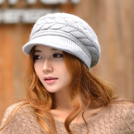 卓朵 帽子  秋冬天冬季韩版 女士兔毛帽子毛线帽 潮 保暖针织帽