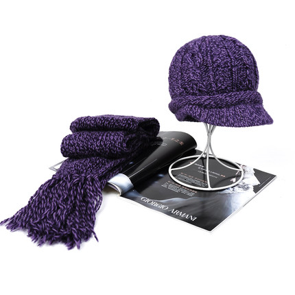 卓朵帽子女冬天韩版时尚围巾两件套装保暖羊毛针织帽可爱毛线帽