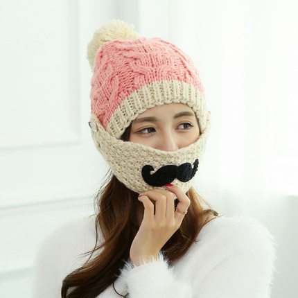 冬天帽子2015新款加绒毛线帽女潮加厚保暖骑车口罩挡风护耳可爱帽