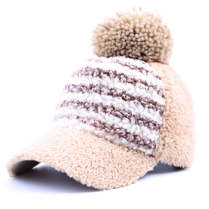 新款帽子女冬天鸭舌帽加厚加绒保暖韩版潮时尚平沿冬季棒球帽毛绒