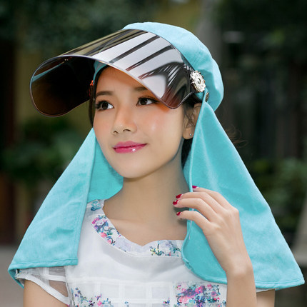 帽子女遮脸太阳帽防晒户外护颈帽夏天骑车遮阳帽防紫外线帽子凉帽