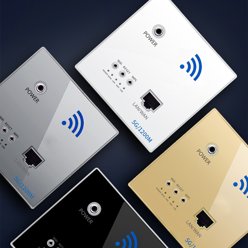 86型墙壁5G千兆路由器 1200M高速率网可用无线wifi插座面板家用
