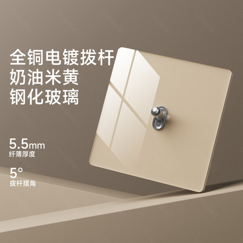 超薄钢化玻璃拨杆金一开单控开关