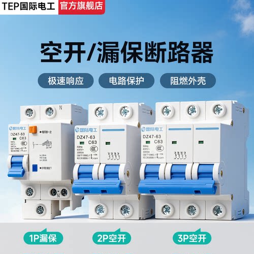 家用空开漏保小型断路器1P2P63A
